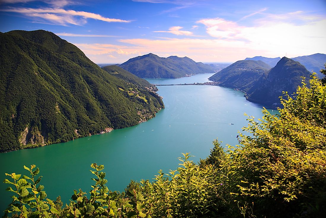 Lake Lugano in Switzerland. 