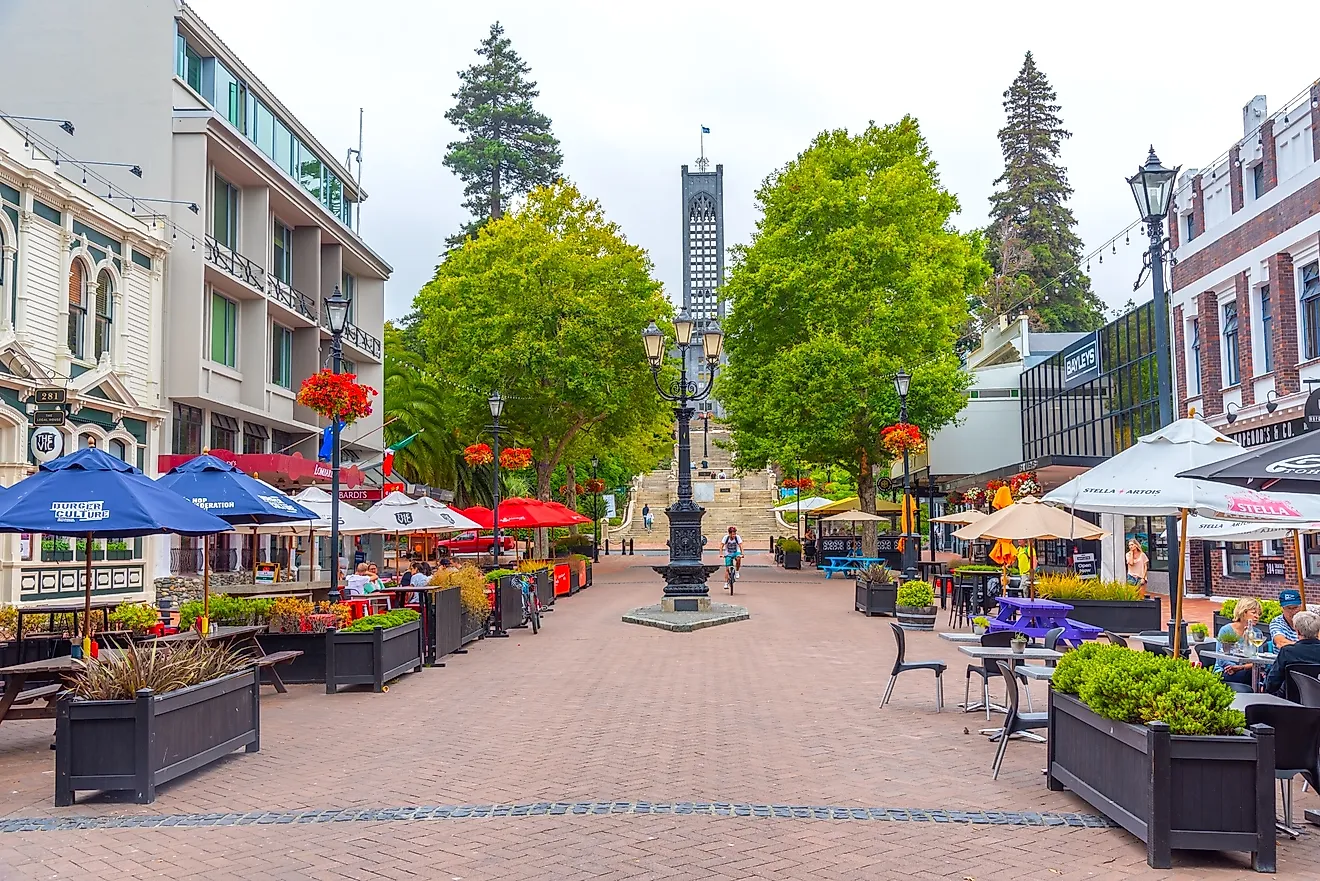 Trafalgar street in Nelson, New Zealand. Image credit: trabantos / Shutterstock.com.