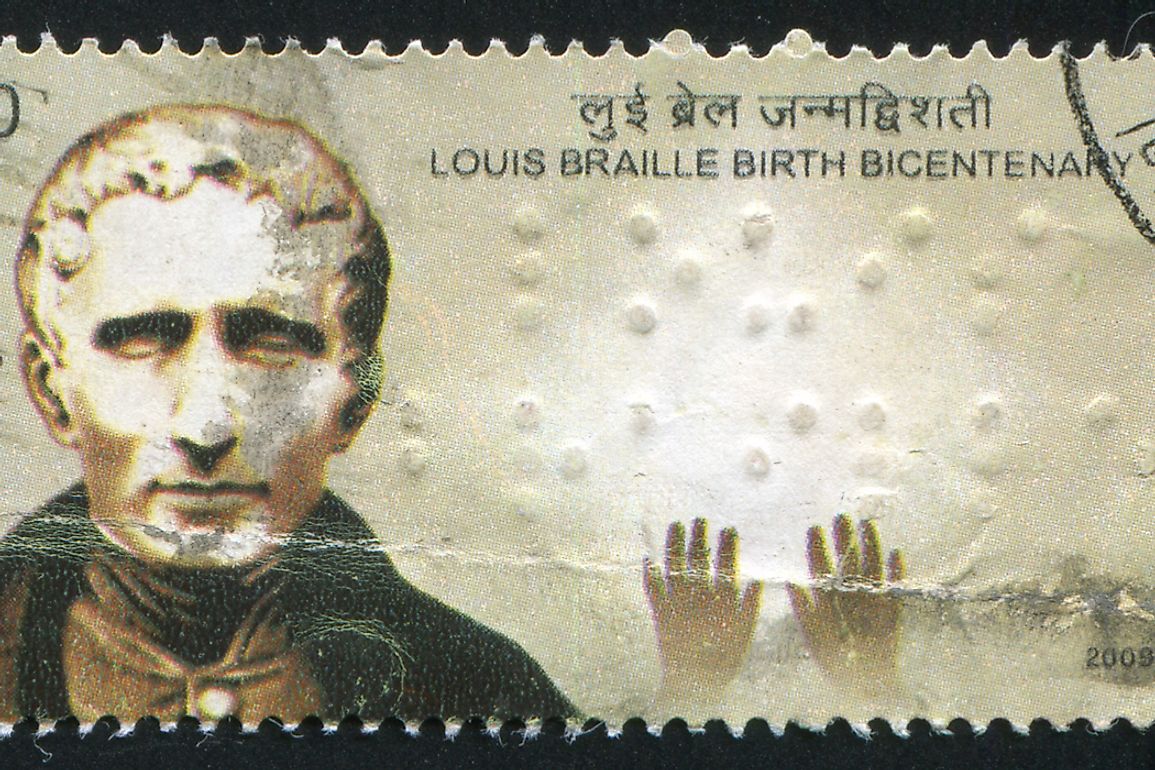 Commemorative stamp of Louis Braille. Editorial credit: rook76 / Shutterstock.com