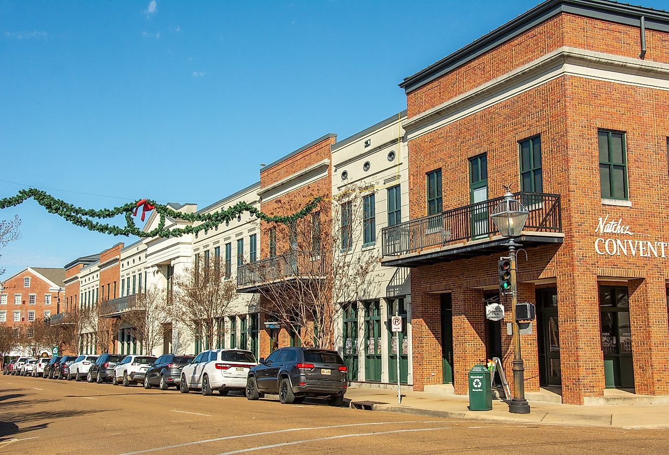 Historic Natchez Main Street with Convention Center in Natchez, Mississippi. Image credit Nina Alizada via Shutterstock