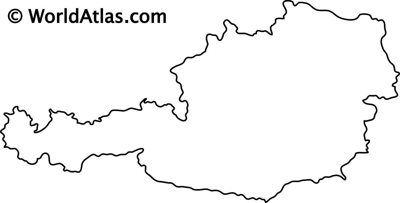 Mapa de contorno en blanco de Austria