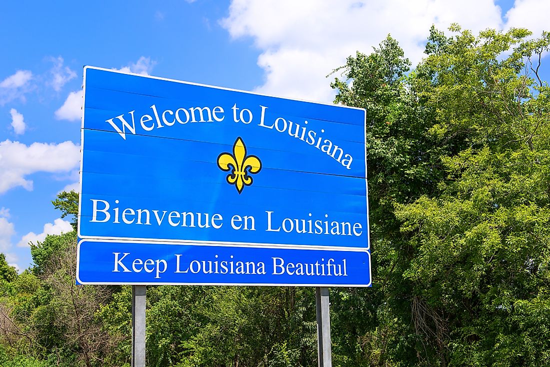 "Welcome to Louisiana" sign. 