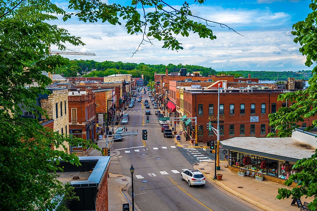 Aerial view of Stillwater, Minnesota. Editorial credit: Cheri Alguire / Shutterstock.com.