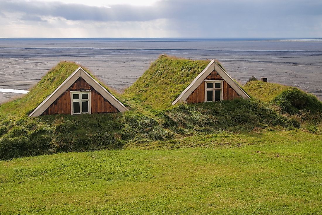 Turf houses in Iceland. 