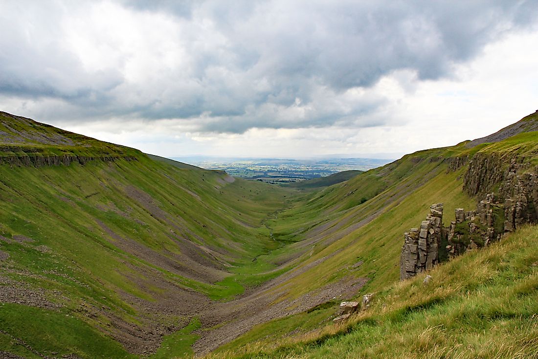 A U-shaped valley in Cumbria, England. 