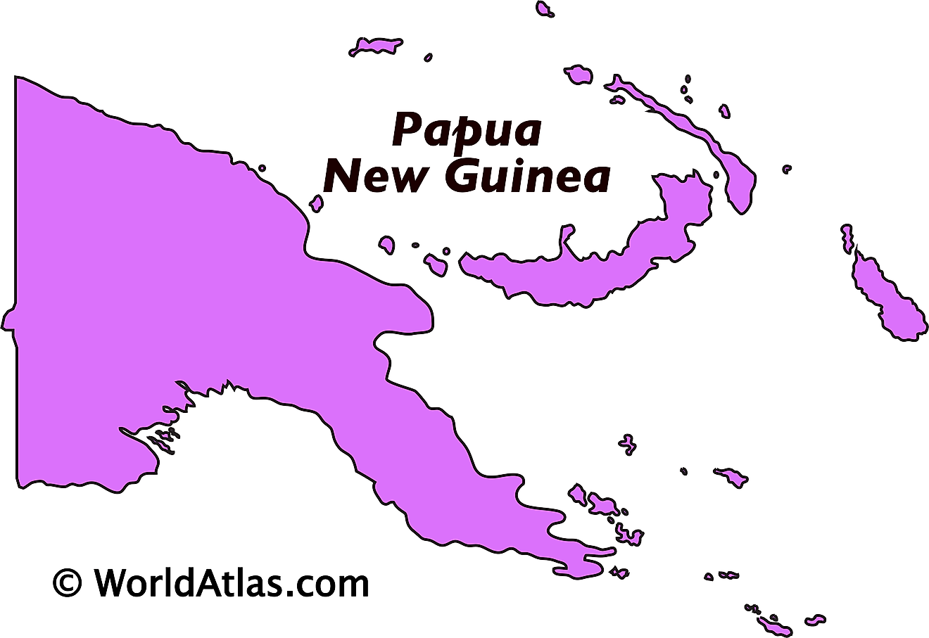 Mapa de contorno de Papúa Nueva Guinea