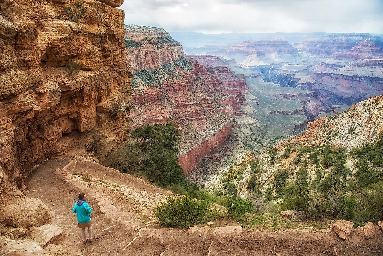 A hiker on the Grand Canyon's Bright Angel Trail.