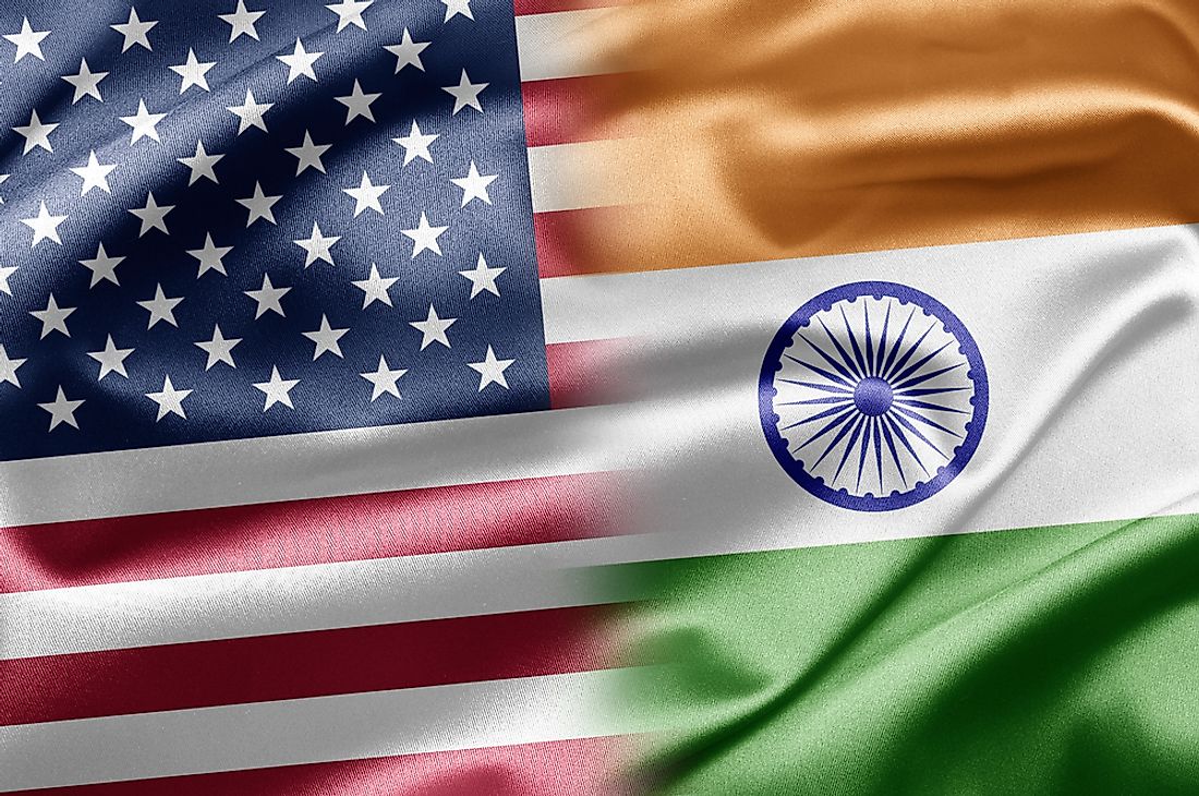 The US flag and the Indian flag. 