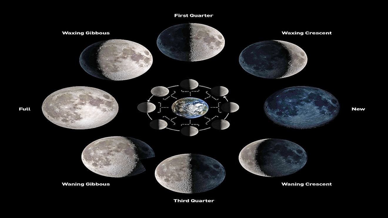 The eight phases of the moon.
