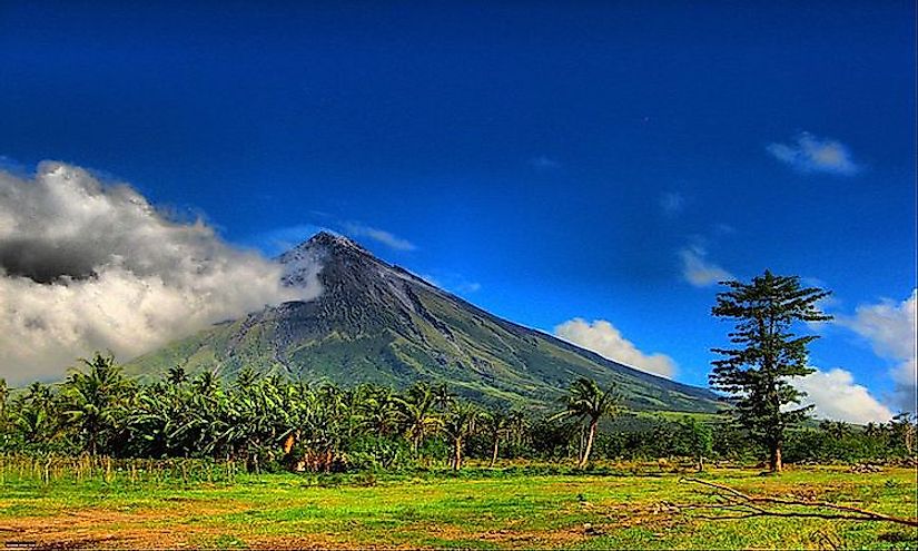 Mayon Volcano, an active volcano located in Albay, Philippines.