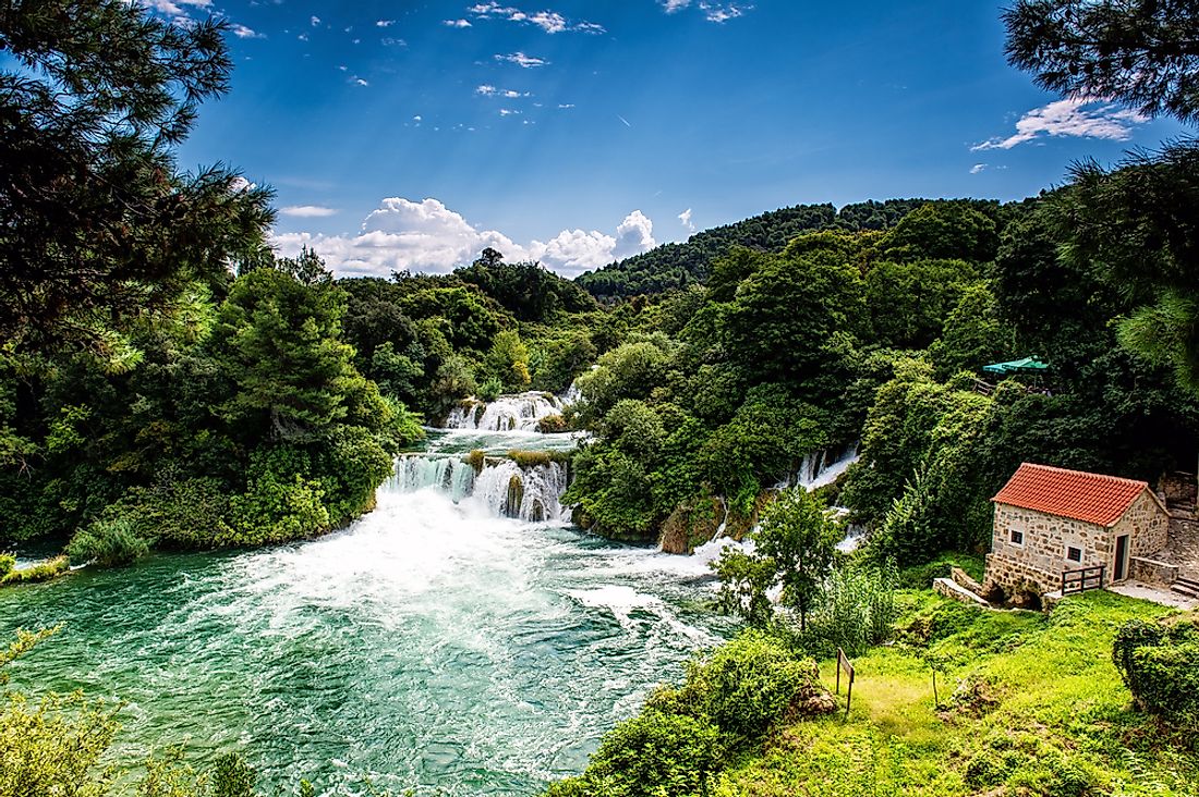 Waterfalls in Krka National Park in Croatia. 