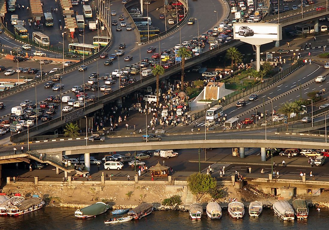 A congested highway in Cairo, Egypt. 