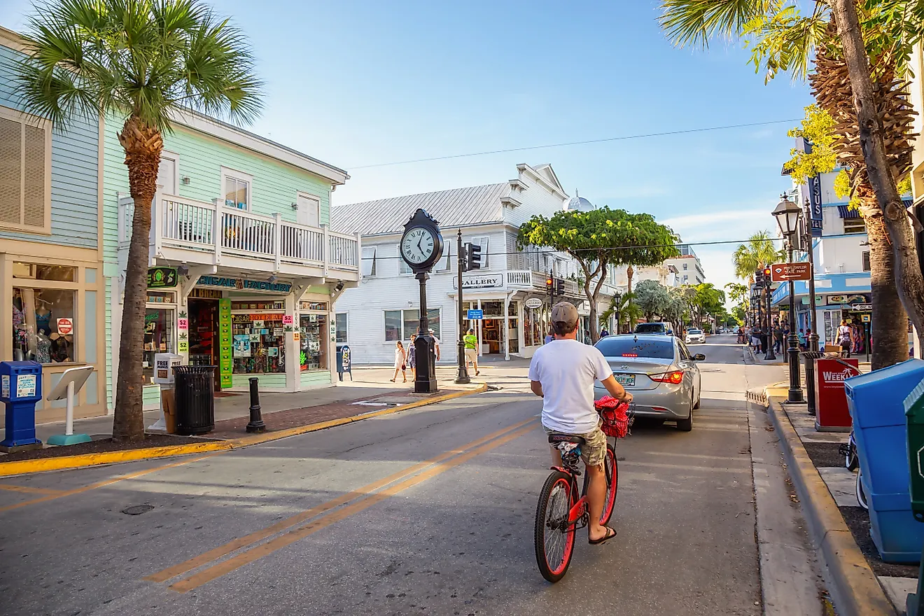 Key West, Florida, United States: Street view of the Main Strip in the Downtown City where all the bars are located.