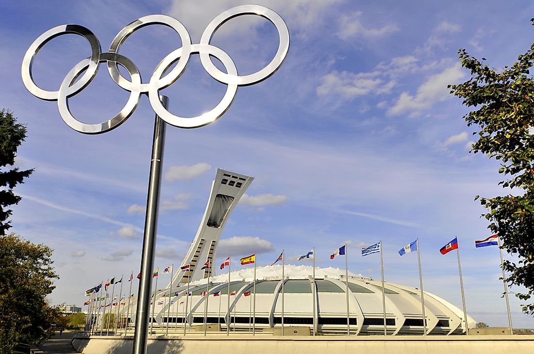 The Montreal Olympic Stadium built to house the 1976 games. Photo credit: meunierd / Shutterstock.com. 