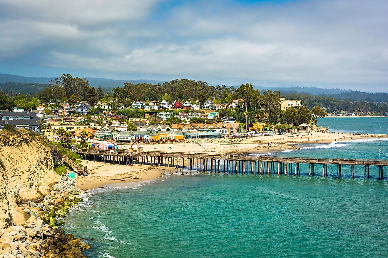 View of the pier and beach in Capitola, California. 