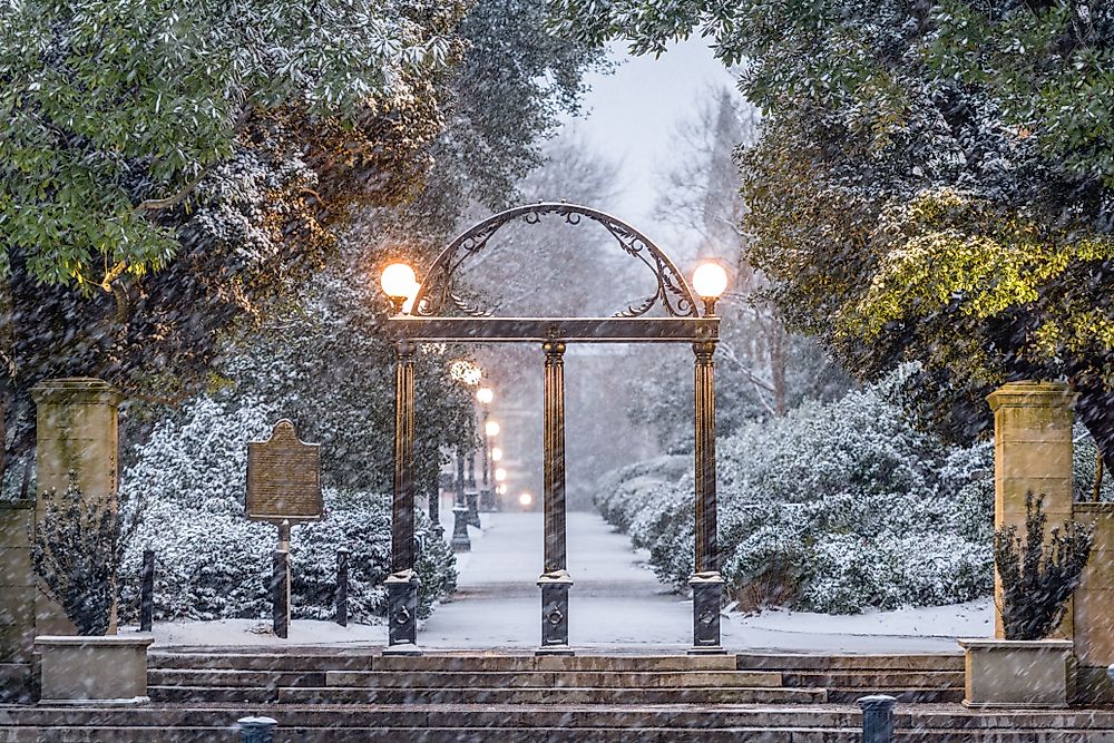Snow at the University of Georgia in Georgia.