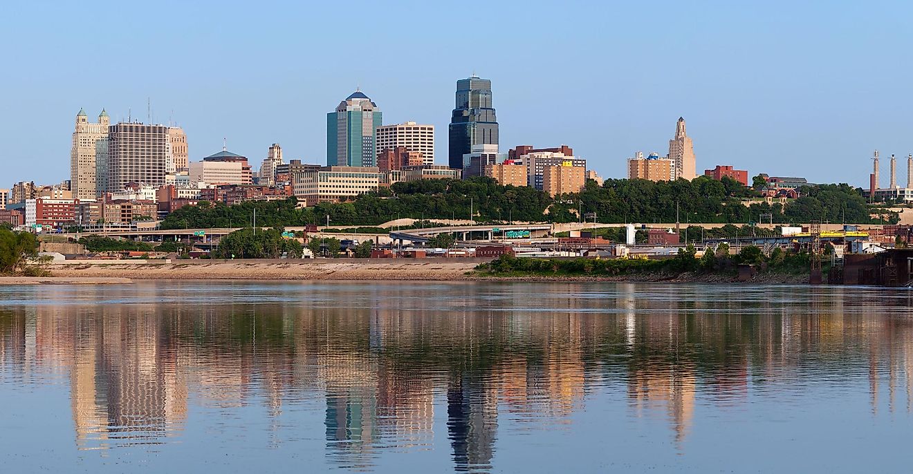 Kansas City skyline panorama. Panoramic image of the Kansas City downtown district