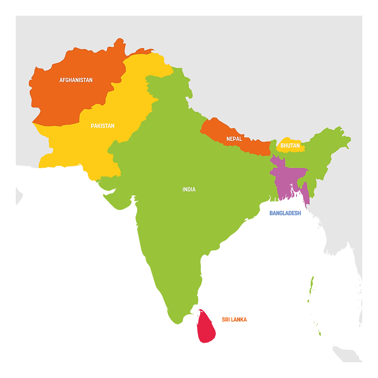Map of the Indian subcontinent.