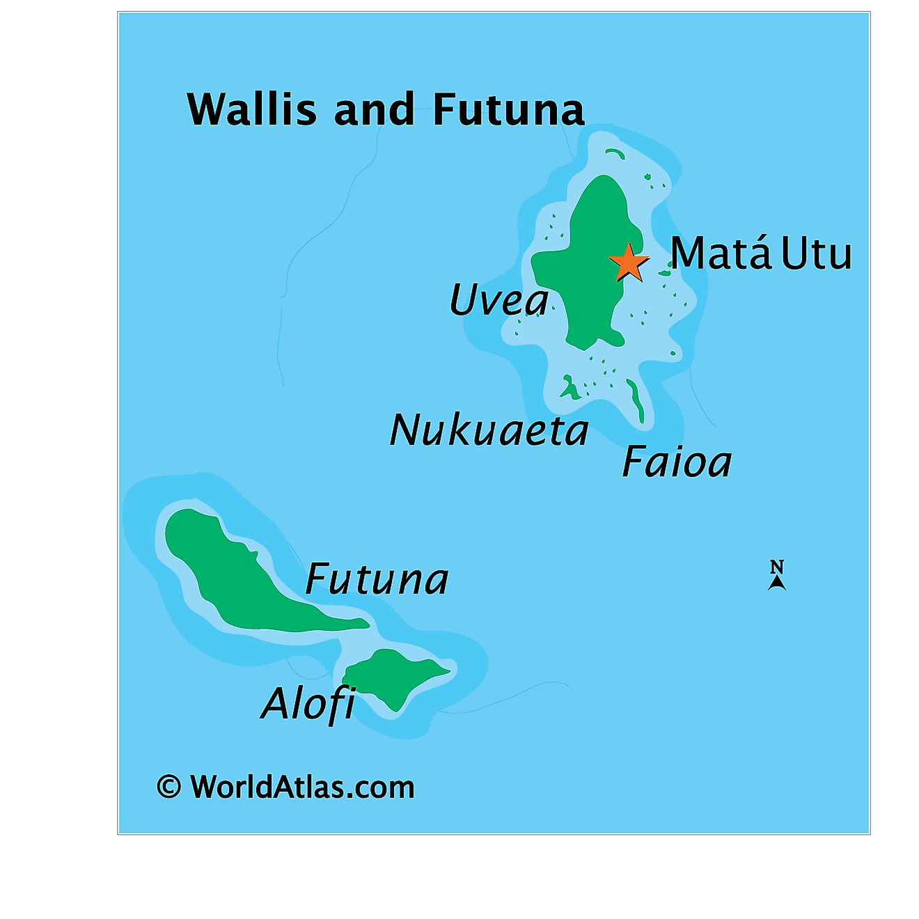 Physical Map of Wallis and Futuna 