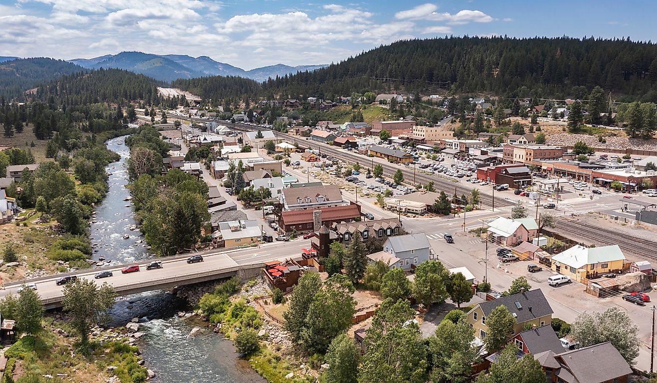 Aerial view of Truckee, California.