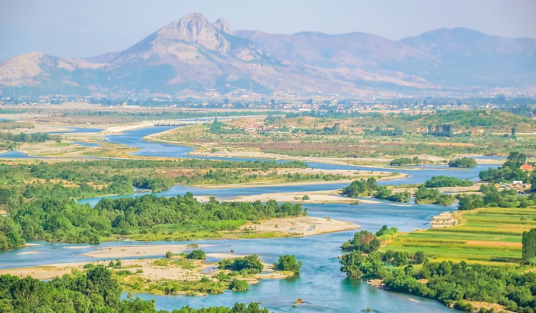 The Drin River in Shkodra, Albania.