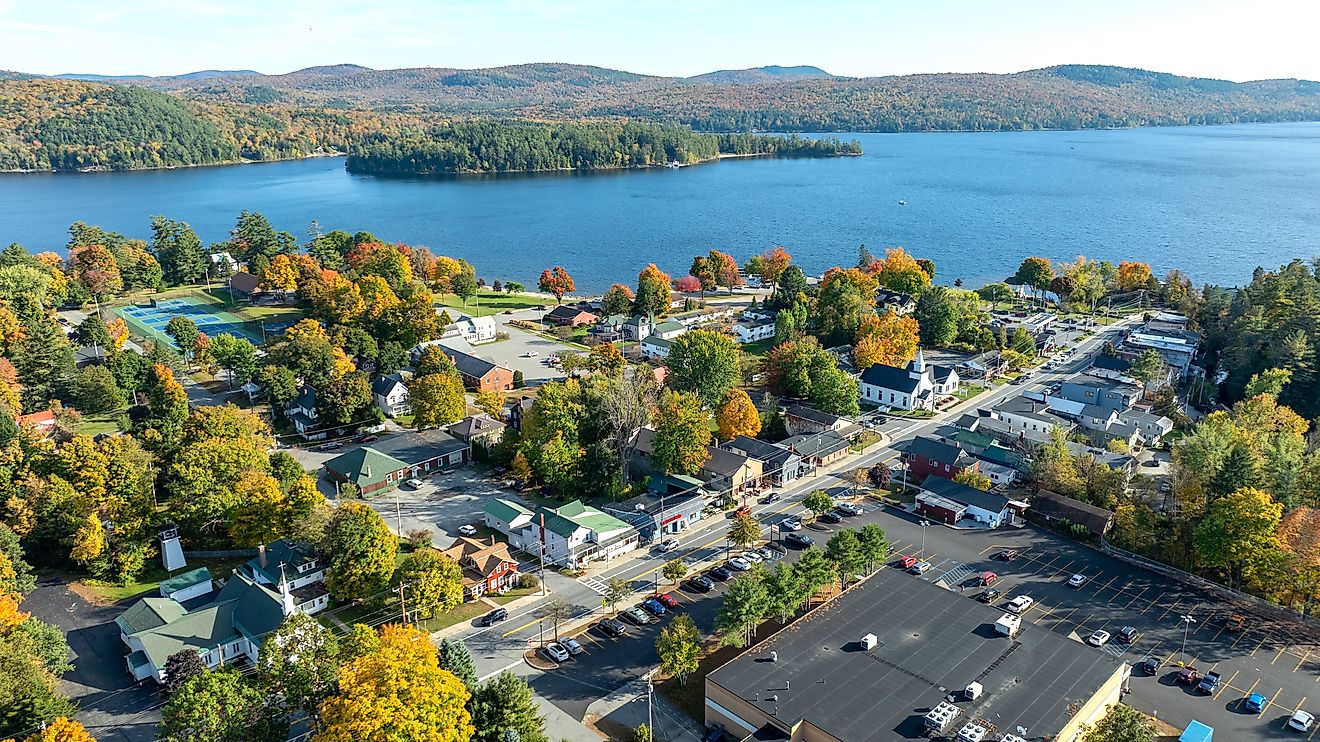 Aerial view of Schroon Lake, New York.