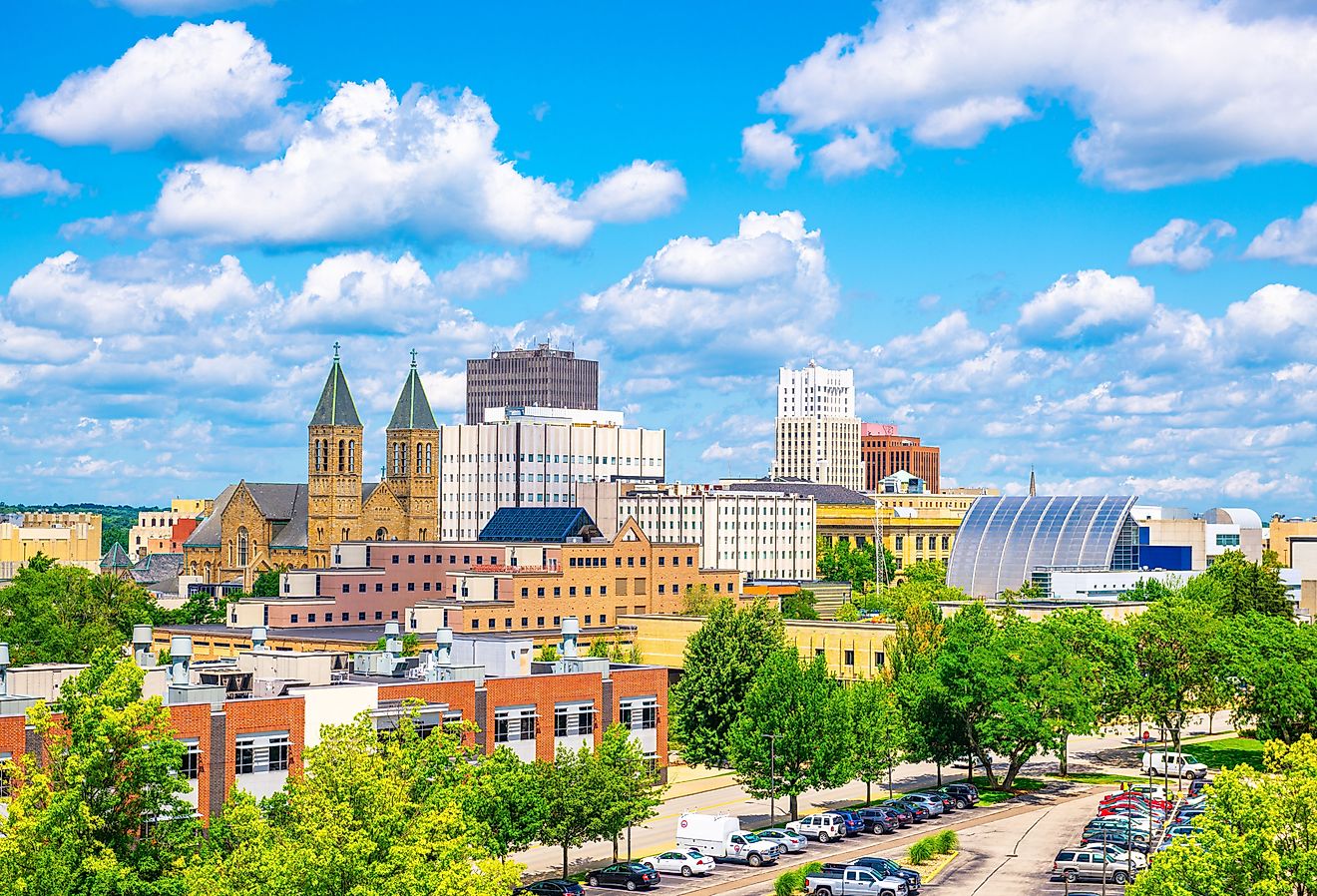 Akron, Ohio downtown city skyline.