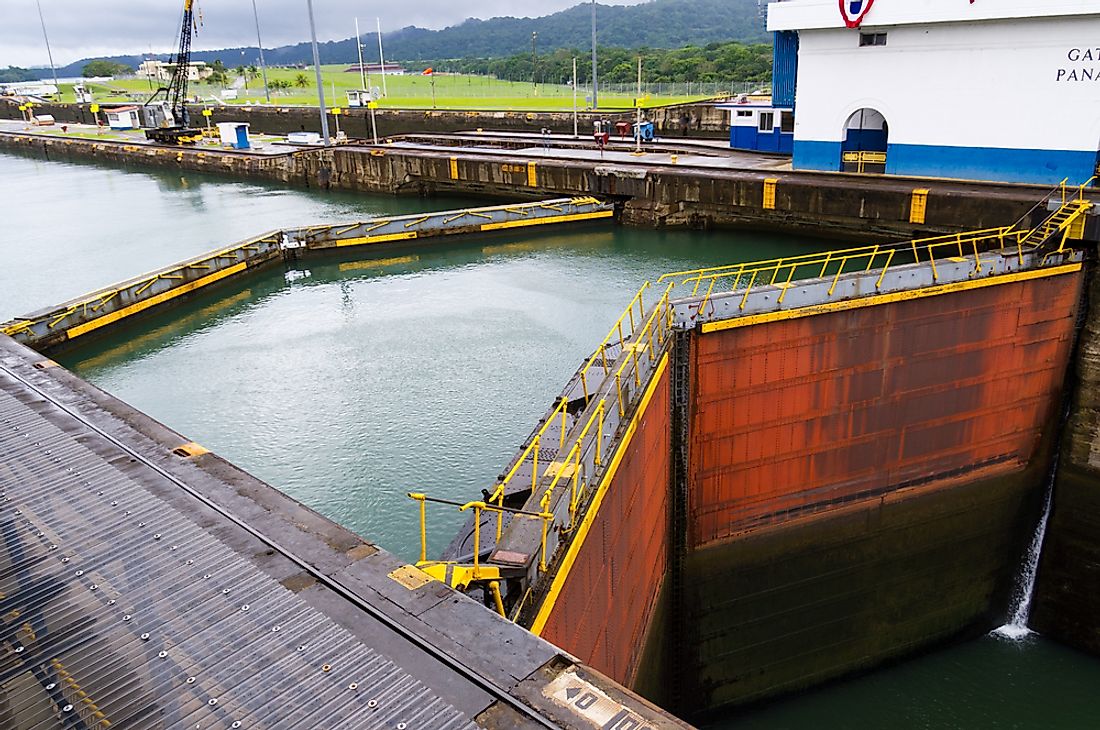 The Gatun Locks on the Panama Canal. 