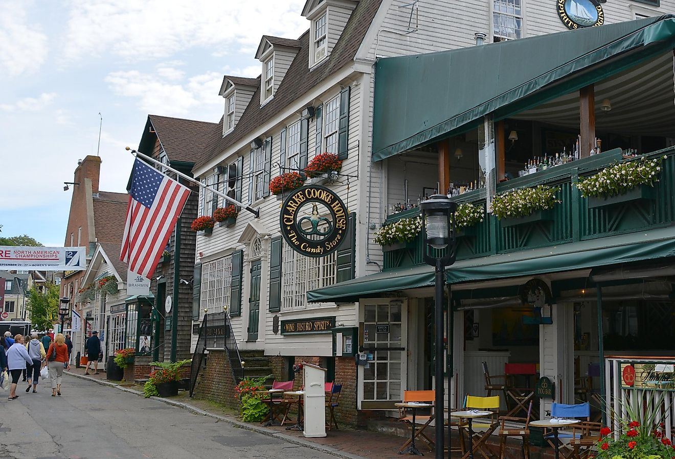 view down Bannister's Wharf, Newport, Rhode Island