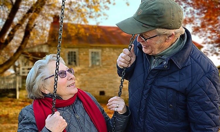 An aged couple celebrating togetherness.