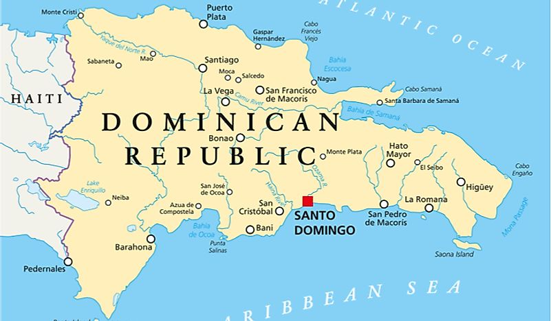 A map showing the Dominican Republic's location in the Caribbean. 
