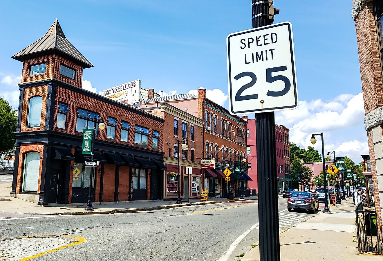 Downtown street in Woonsocket, Rhode Island. Image credit Ramon Malave Photography via Shutterstock