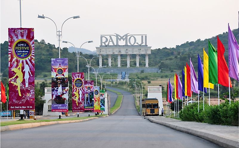 Entrance of Ramoji Film City at Hayathnagar. At 1666 acres, it is the largest integrated film city in the world. Editorial credit: Joe Ravi / Shutterstock.com