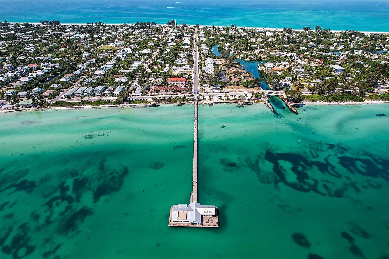 The pier and town at Anna Maria Island, Florida.