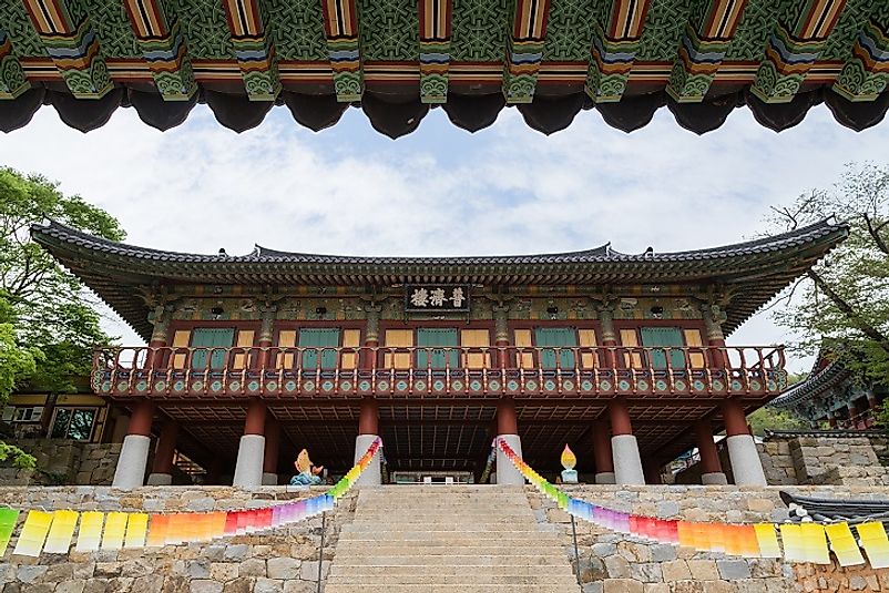 Bojeru Pavilion at the Beomeosa Buddhist Temple in Busan, South Korea.