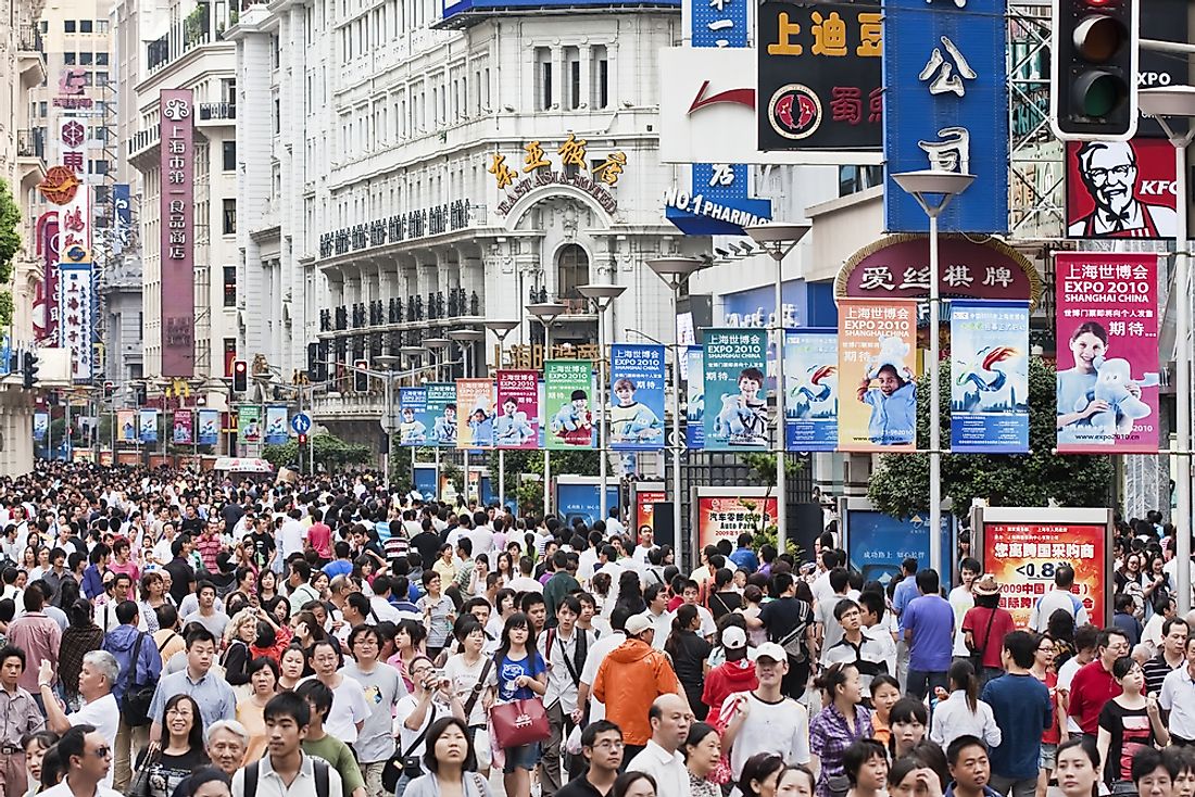 A busy road in Shanghai, China. China is the world's most populous country. Photo credit: TonyV3112 / Shutterstock.com.