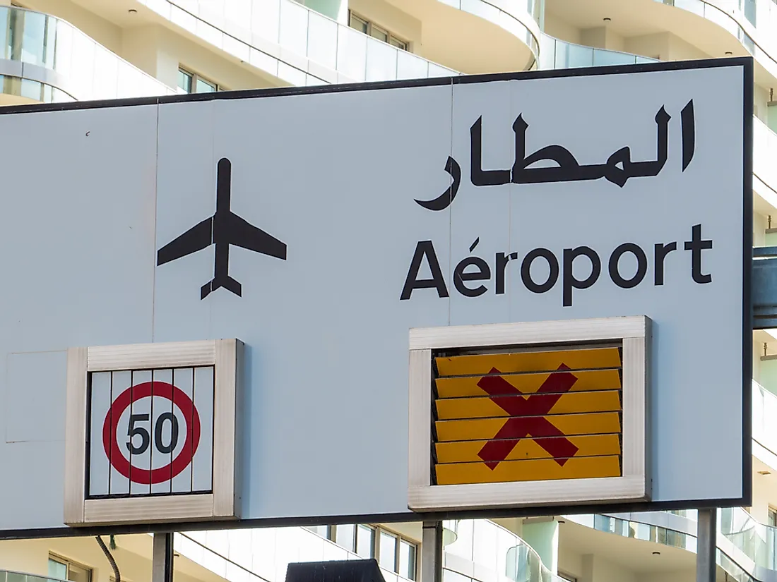 A sign in Lebanon showing both Arabic and French. 