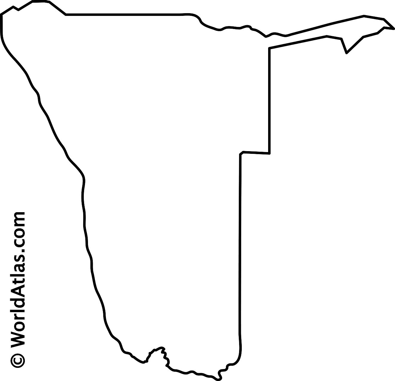 Blank Outline Map of Namibia