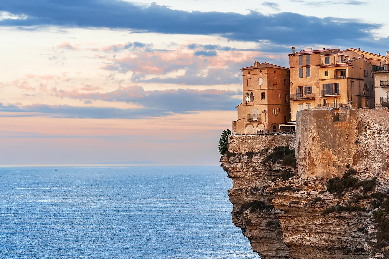 Fortified village of Bonifacio built on top of a cliff  in Corsica, France