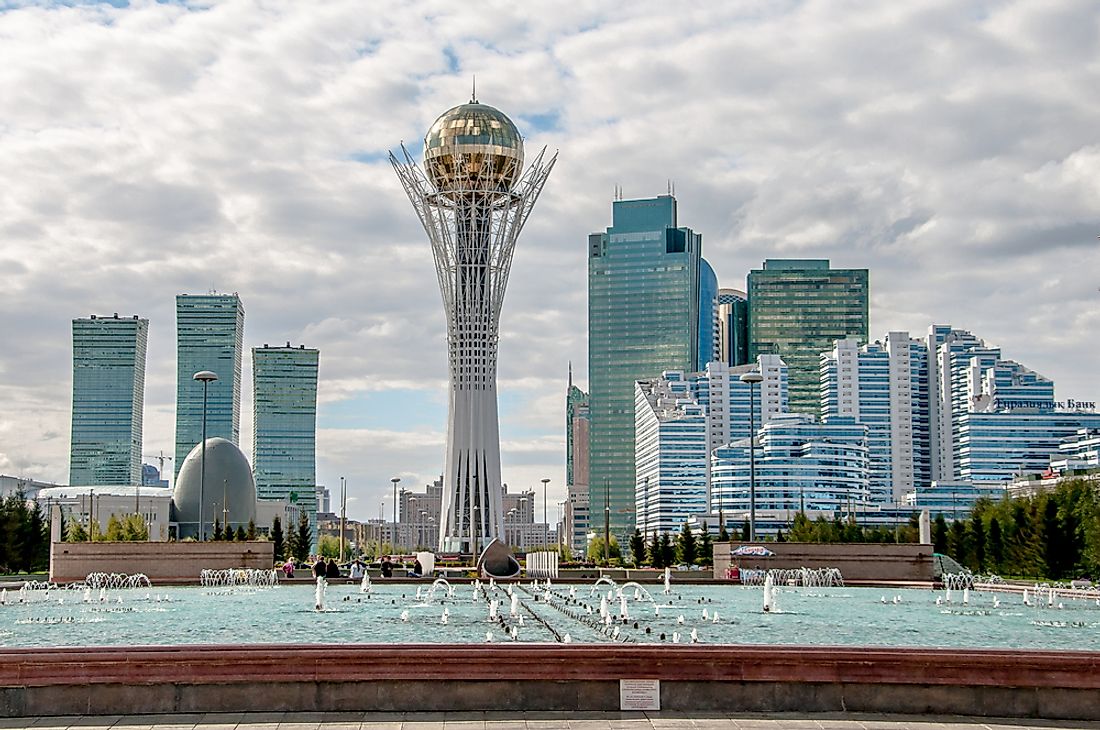 The skyline of Astana, Kazakhstan. 