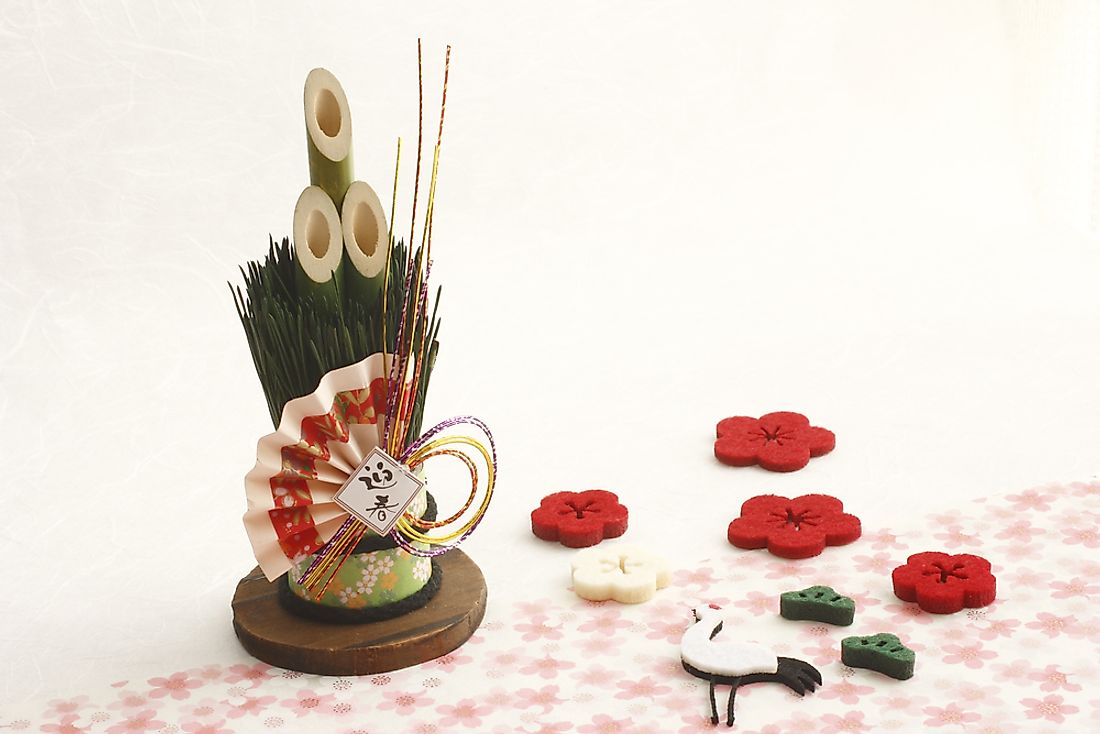 A Kadomatsu welcomes ancestral spirits or kami of the harvest season.