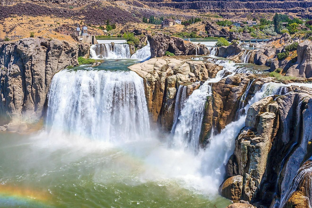 Shoshone Falls located in Twin Falls, Idaho, displaying the waterfall's natural beauty.