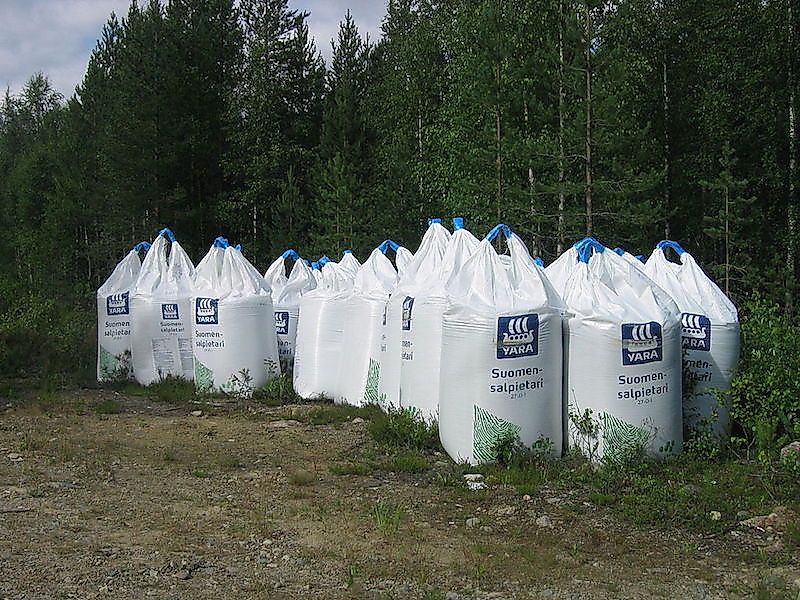 Sacks full of fertilizers ready for utilization in crop fields.