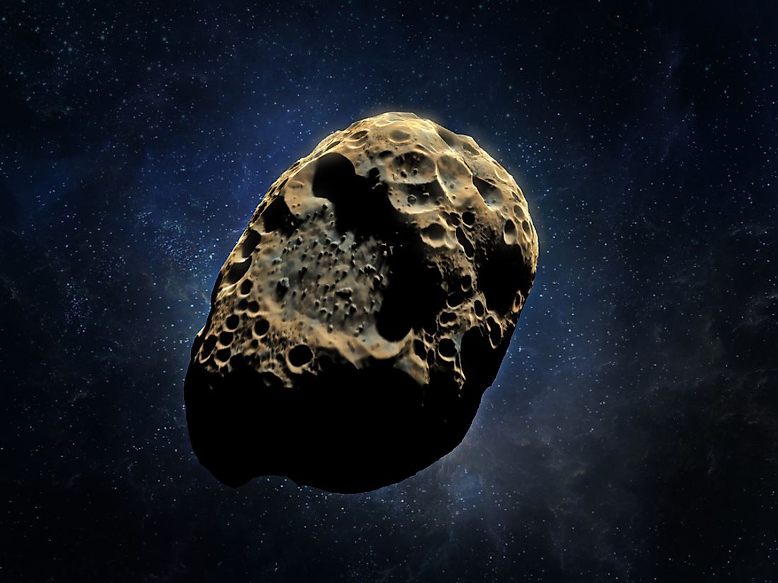 An artist's 3D rendering of an asteroid. 