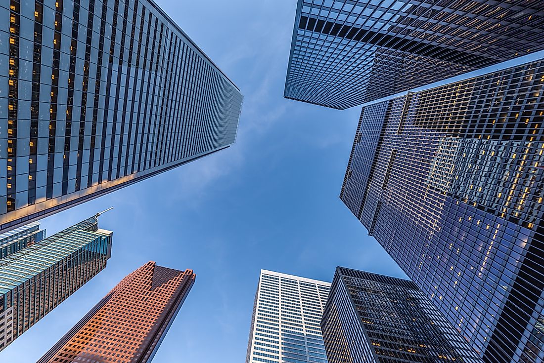 Many of the country's tallest skyscrapers are located in the financial district of Toronto, Ontario. 