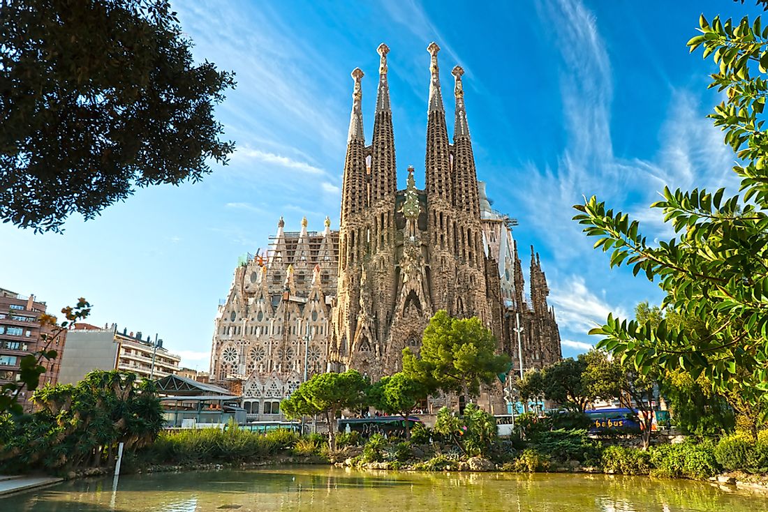 Barcelona's Sagrada Familia Basilica and Cathedral, one of Spain's most iconic Roman Catholic churches. Editorial credit: Luciano Mortula - LGM / Shutterstock.com. 