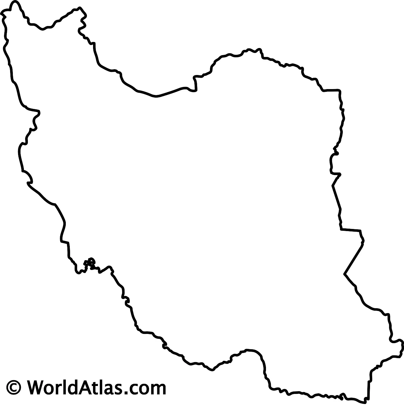 Mapa de contorno en blanco de Irán