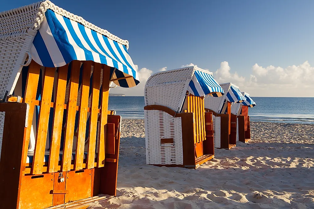 Beach chairs on the island of Rügen in northern Germany. 