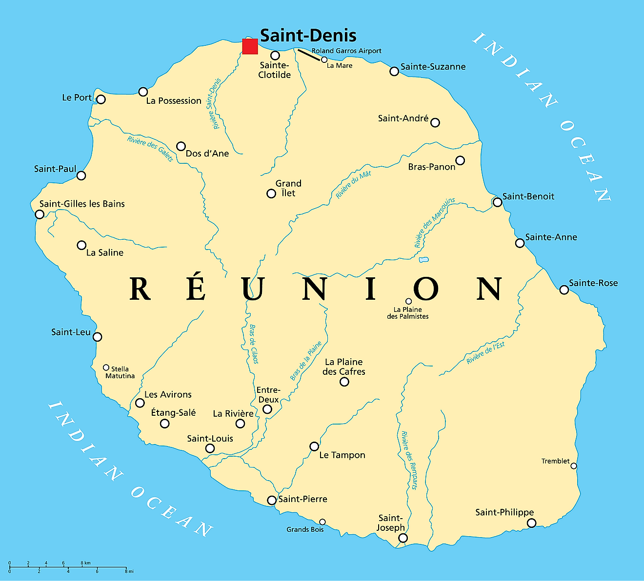 Political Map of Reunion Island 