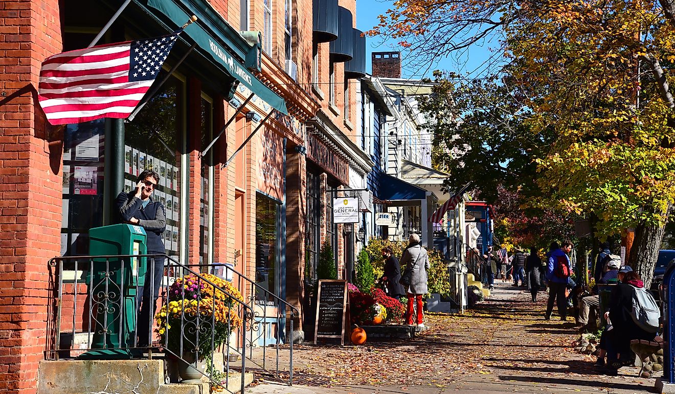 A charming sidewalk scene in Cold Spring, New York, on a crisp fall day. Image credit: Joe Tabacca / Shutterstock.com